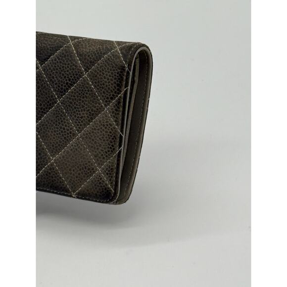 Chanel Caviar Quilted CC logo Bi-Fold Wallet Gray*EUC*Care Cards*Exterior Pocket - Picture 4 of 16